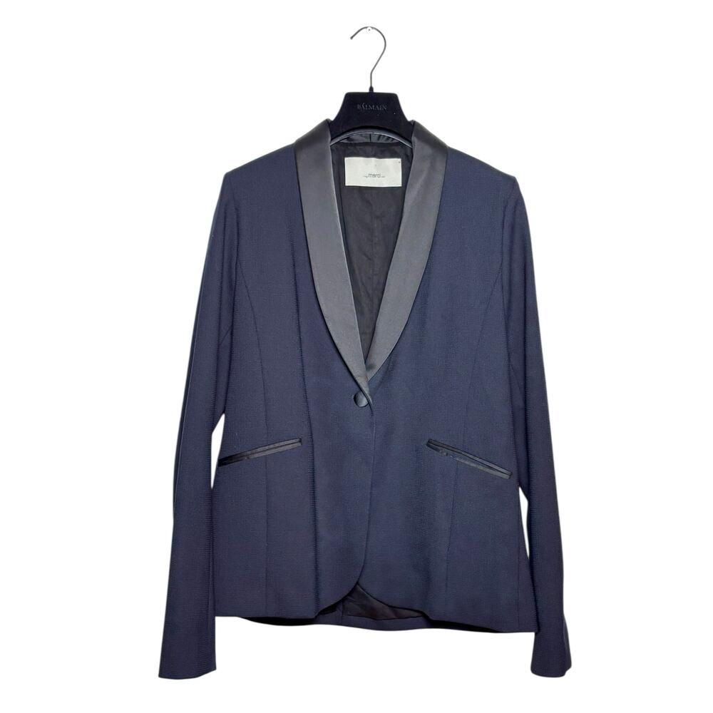 Merci Italia Navy & Black Tuxedo Blazer Shawl Collar Size 46 IT 10 US - Picture 2 of 10